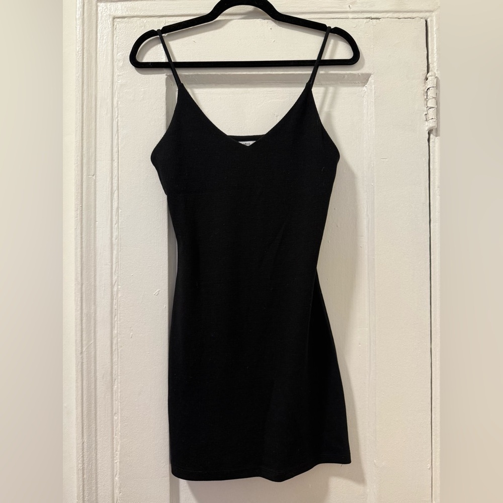 Mango Black Ribbed Mini Dress